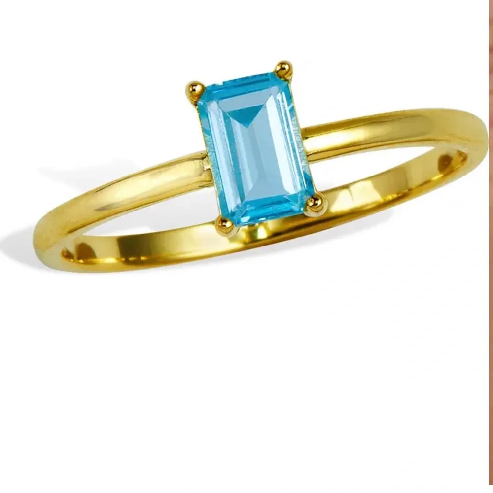 Savvy Cie Aquamarine Baguette Ring